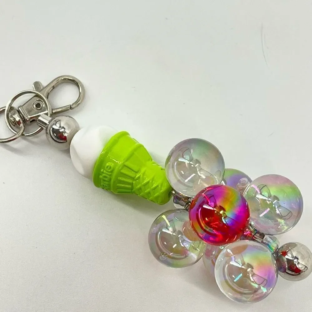 Keychain purse charm Beaded Keychain For Women, Silicone bead ice cream cone bal